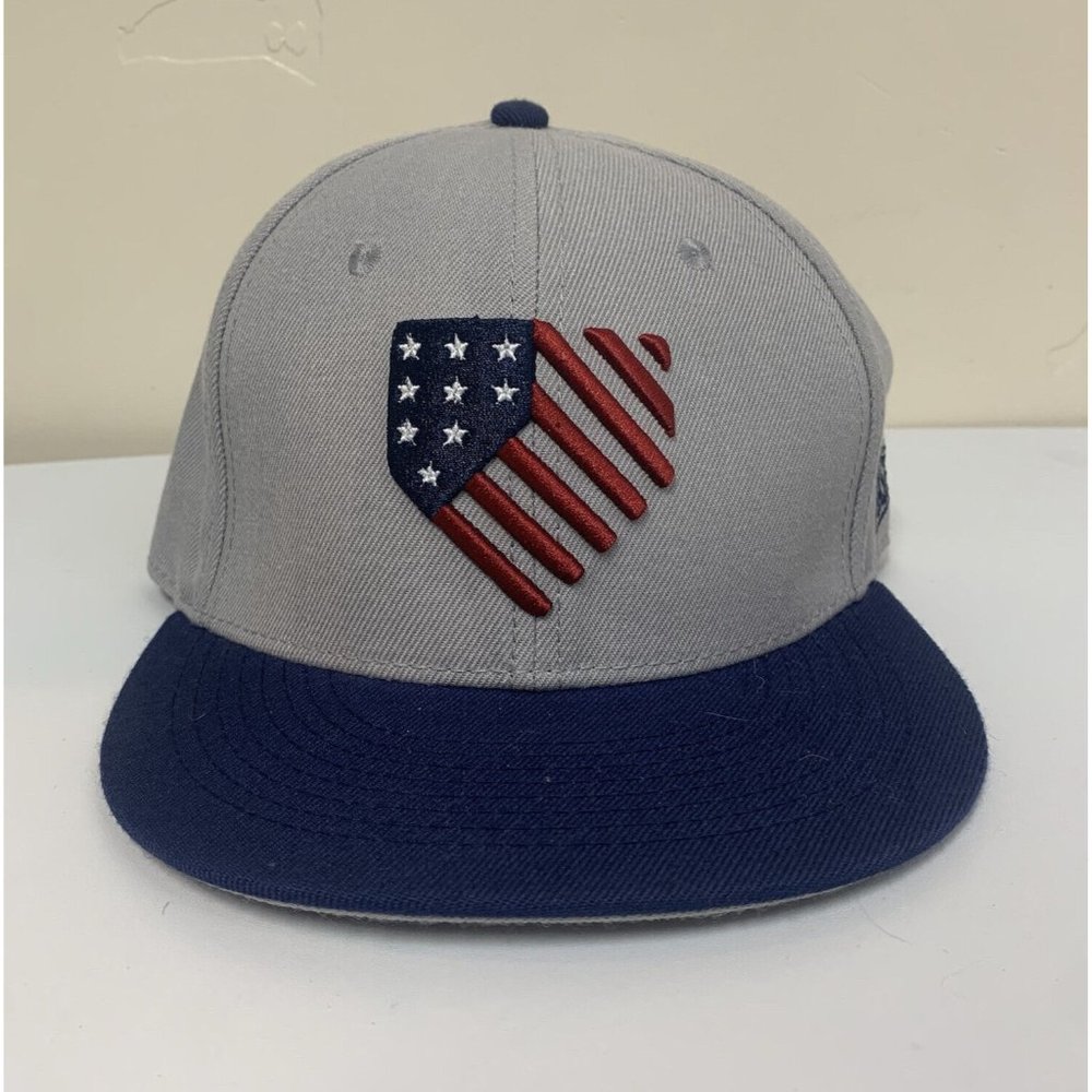 Baseballism Home Plate American Flag Fitted Hat 7 1/4 Gray Blue